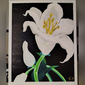 Elegant White Lily Canvas Art